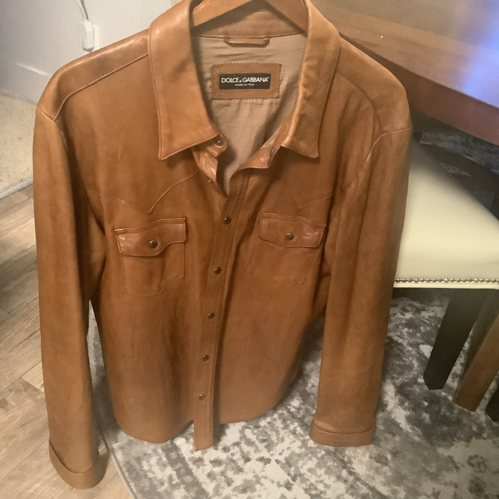 Dolce & Gabbana leather shirt jacket size 54
